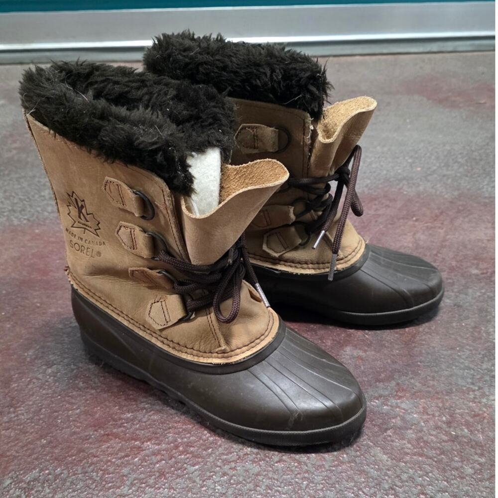 Sorel Manitou Leather Duck Boots Womens US 8 Lined Kaufman Waterproof Canada
